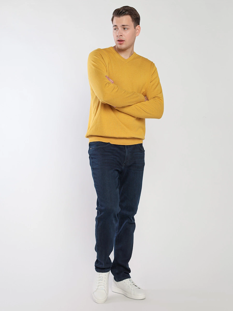 Пуловер хлопковый желтого цвета